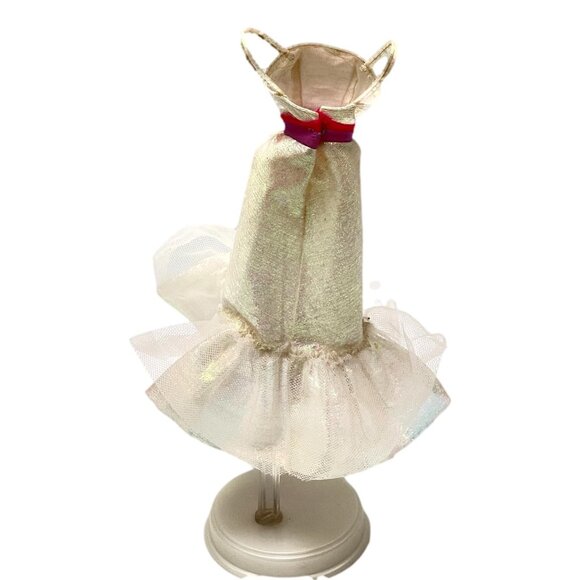 Vintage Barbie Fashion Crystal Barbie Doll Clothing Dress White Taffeta - Picture 3 of 5